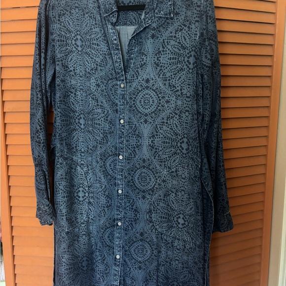 Anthropologie Cloth & Stone Blue Patterned Dress - Picture 4 of 5
